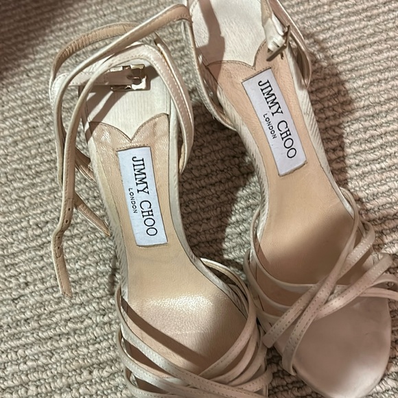 Jimmy Choo White Satin Heels Lilah 100 Satin Sandals - Wedding Bride Shoes - Picture 10 of 16